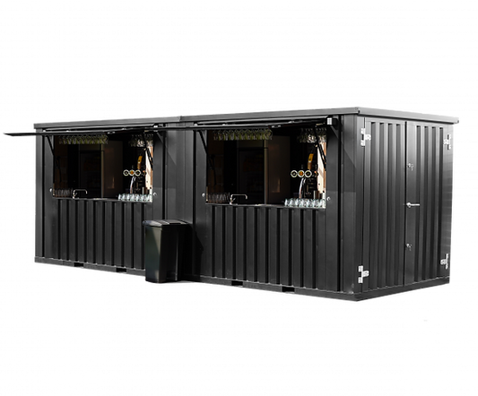 Faltbarer Barcontainer 8 × 2 Meter schwarz RAL 9005