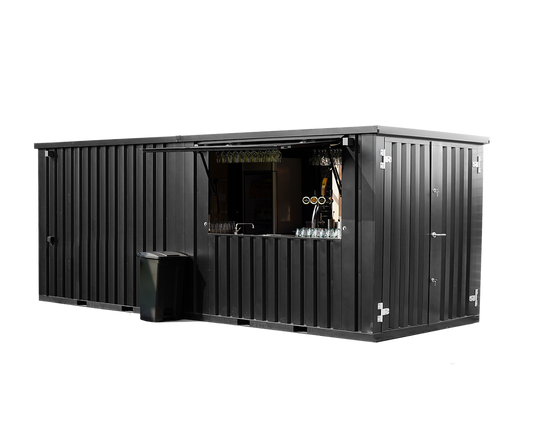Faltbarer Barcontainer 6×2 Meter schwarz RAL 9005