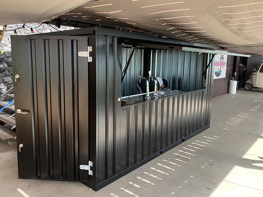 Faltbarer Barcontainer 4 × 2 Meter schwarz RAL 9005